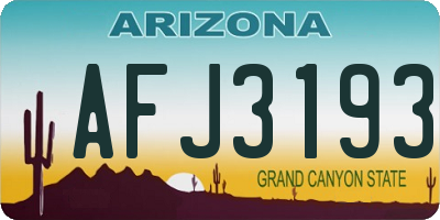AZ license plate AFJ3193