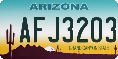AZ license plate AFJ3203