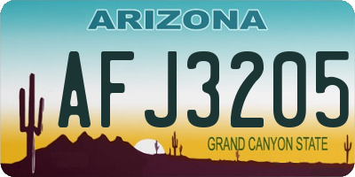 AZ license plate AFJ3205
