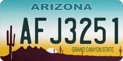 AZ license plate AFJ3251