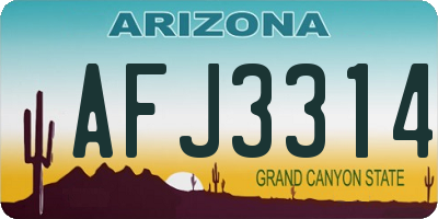 AZ license plate AFJ3314