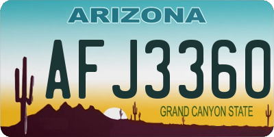 AZ license plate AFJ3360