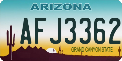 AZ license plate AFJ3362