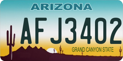 AZ license plate AFJ3402
