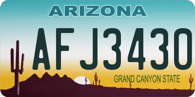 AZ license plate AFJ3430
