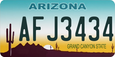 AZ license plate AFJ3434