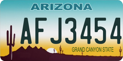 AZ license plate AFJ3454