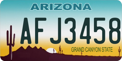 AZ license plate AFJ3458