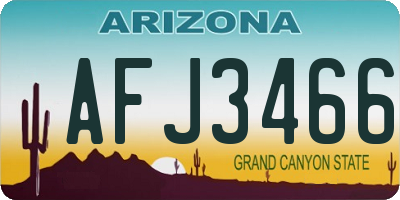 AZ license plate AFJ3466
