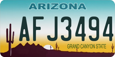 AZ license plate AFJ3494