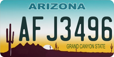 AZ license plate AFJ3496