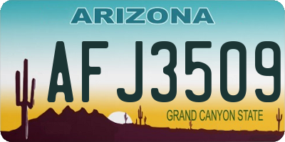 AZ license plate AFJ3509
