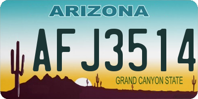 AZ license plate AFJ3514