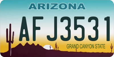 AZ license plate AFJ3531