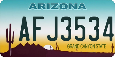 AZ license plate AFJ3534