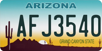 AZ license plate AFJ3540