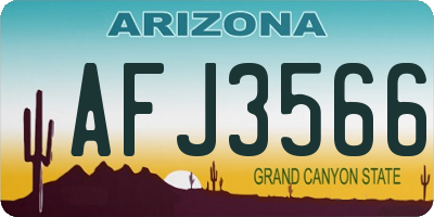 AZ license plate AFJ3566