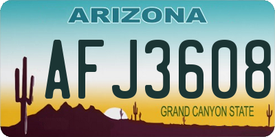 AZ license plate AFJ3608