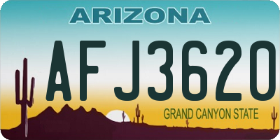 AZ license plate AFJ3620