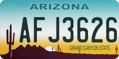 AZ license plate AFJ3626