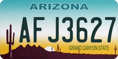 AZ license plate AFJ3627