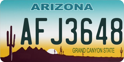 AZ license plate AFJ3648