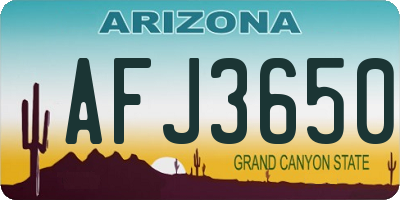AZ license plate AFJ3650