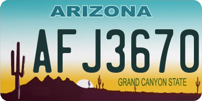 AZ license plate AFJ3670