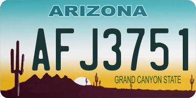 AZ license plate AFJ3751