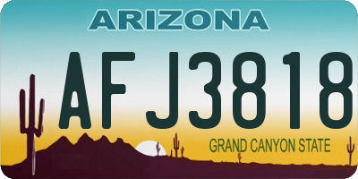 AZ license plate AFJ3818