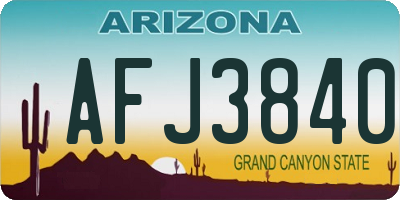 AZ license plate AFJ3840