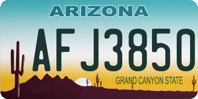 AZ license plate AFJ3850