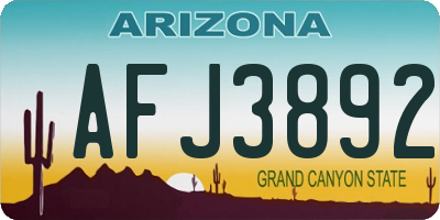 AZ license plate AFJ3892