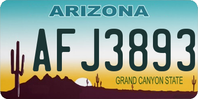 AZ license plate AFJ3893