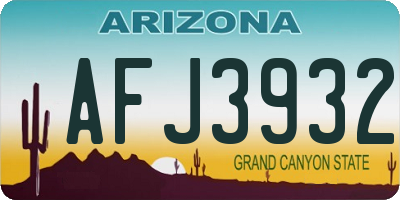AZ license plate AFJ3932