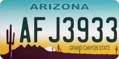 AZ license plate AFJ3933