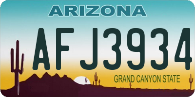 AZ license plate AFJ3934