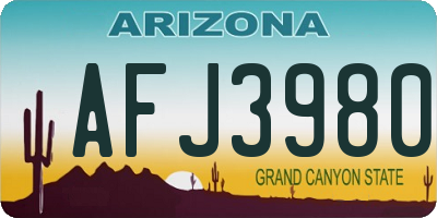 AZ license plate AFJ3980