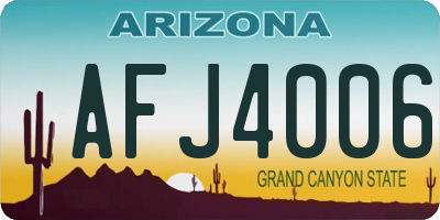 AZ license plate AFJ4006