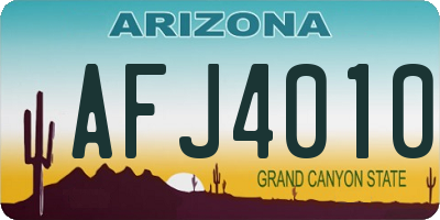 AZ license plate AFJ4010