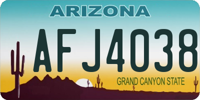AZ license plate AFJ4038