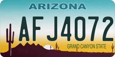 AZ license plate AFJ4072