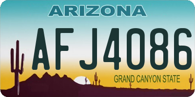 AZ license plate AFJ4086