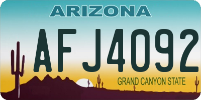 AZ license plate AFJ4092