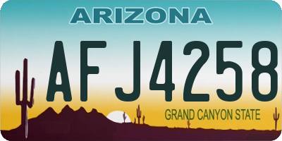 AZ license plate AFJ4258