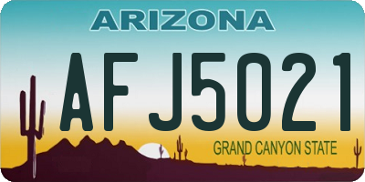 AZ license plate AFJ5021
