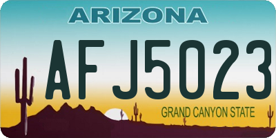 AZ license plate AFJ5023
