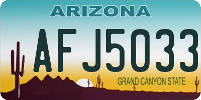 AZ license plate AFJ5033
