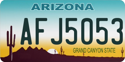 AZ license plate AFJ5053