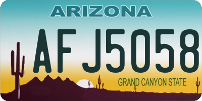 AZ license plate AFJ5058